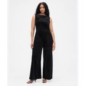 Banana Republic Factory Black Velvet Wide Leg Jumpsuit